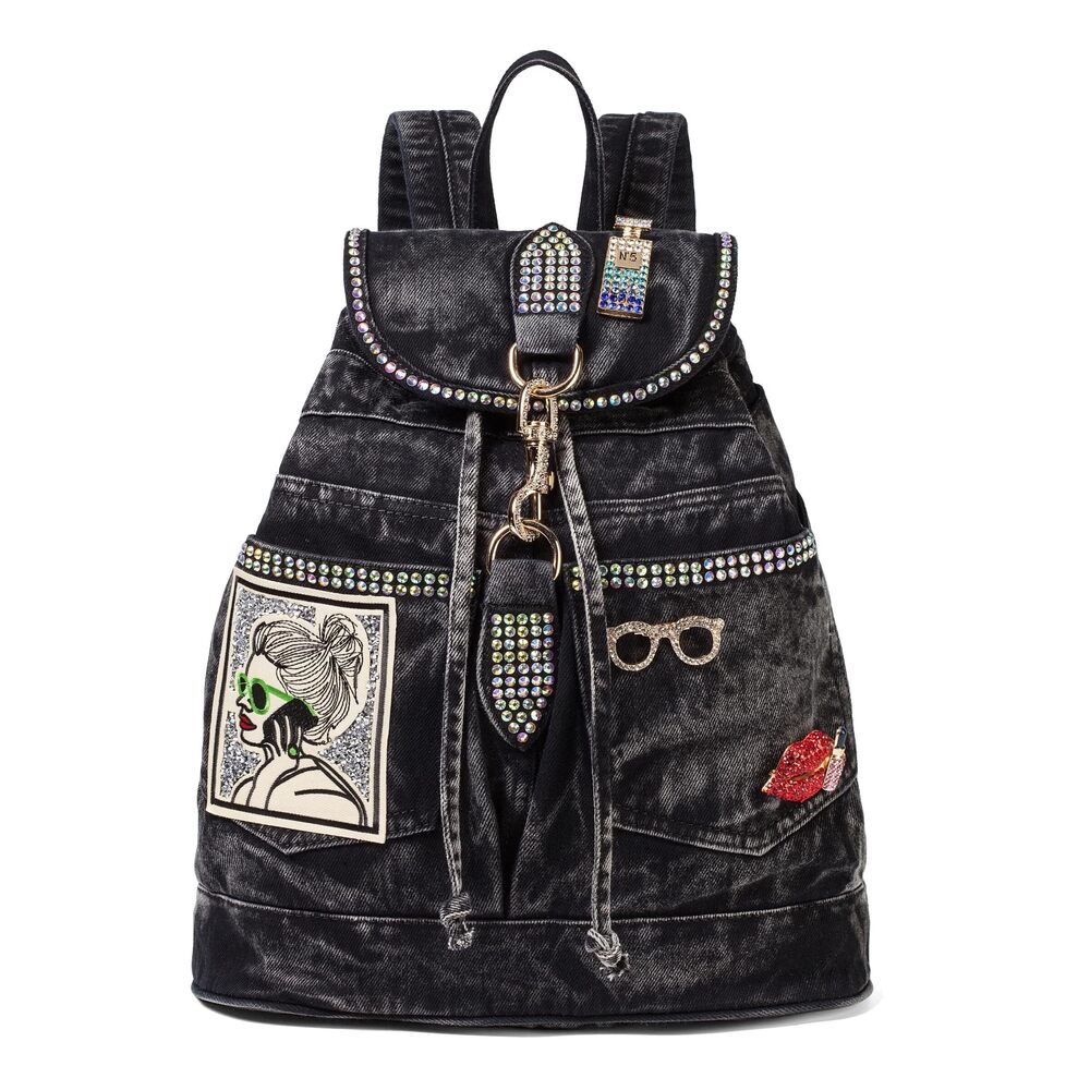 2560 Fashion Denim Backpack Jean Bags With Rhinestones Decorations Casual